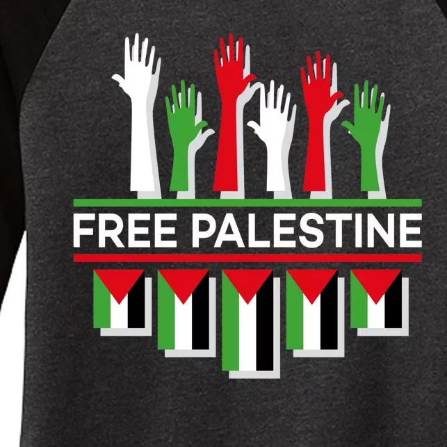 Free Palestine Hands United Women's Tri-Blend 3/4-Sleeve Raglan Shirt