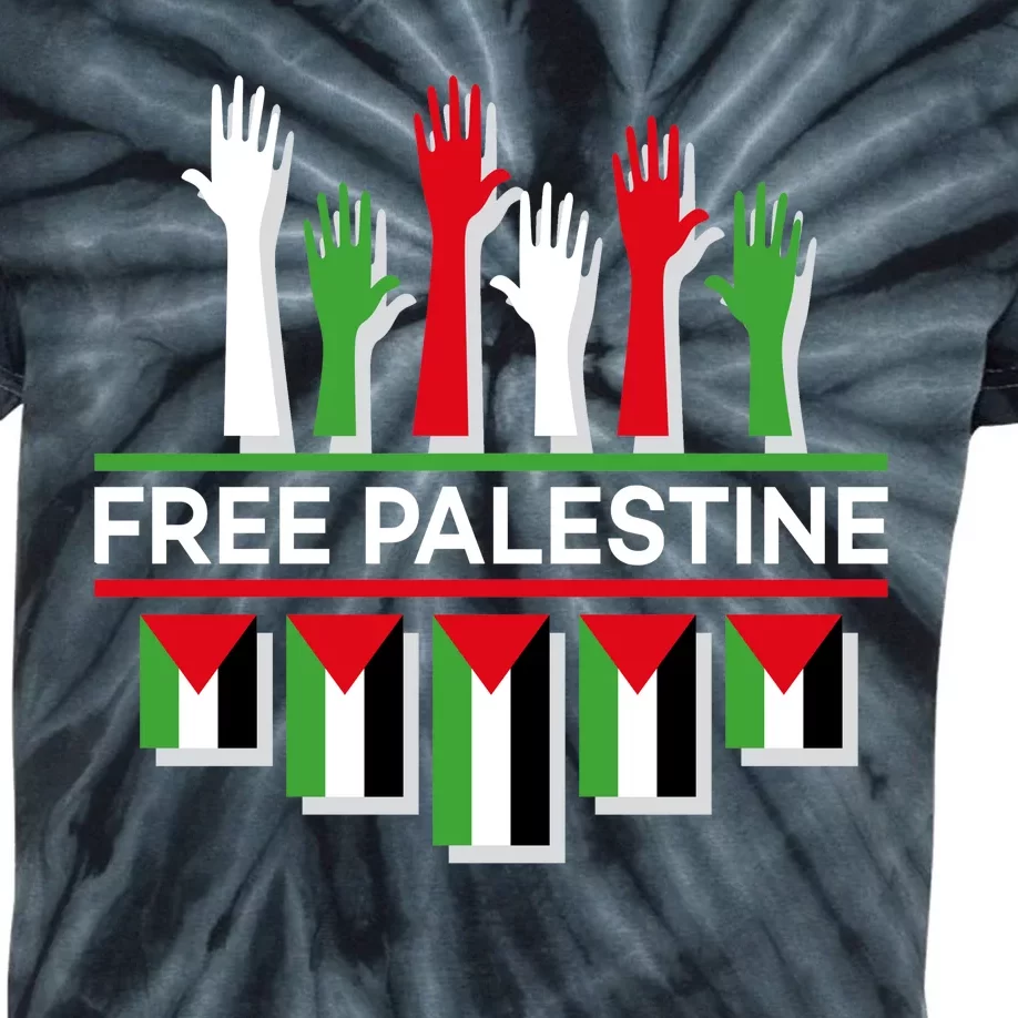 Free Palestine Hands United Kids Tie-Dye T-Shirt