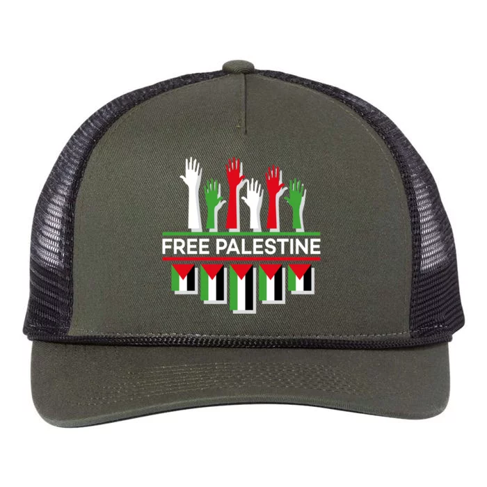 Free Palestine Hands United Retro Rope Trucker Hat Cap