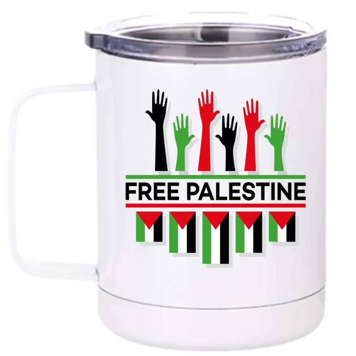 Free Palestine Hands United Front & Back 12oz Stainless Steel Tumbler Cup