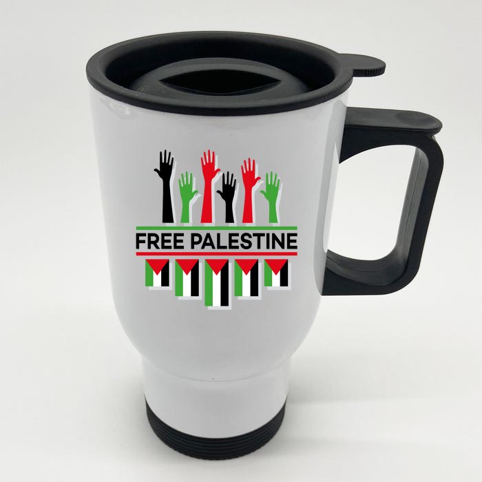 Free Palestine Hands United Front & Back Stainless Steel Travel Mug