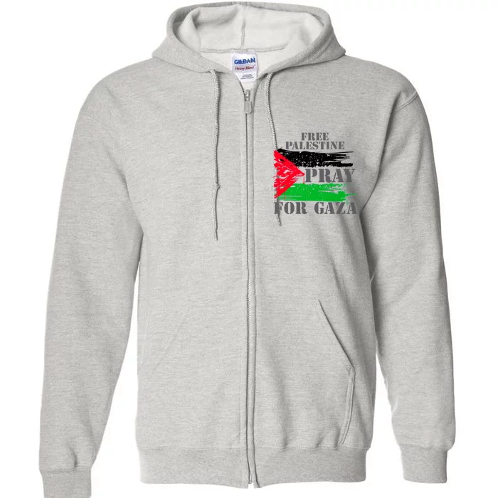 Free Palestine Pray For Gaza Palestinian Flag Full Zip Hoodie