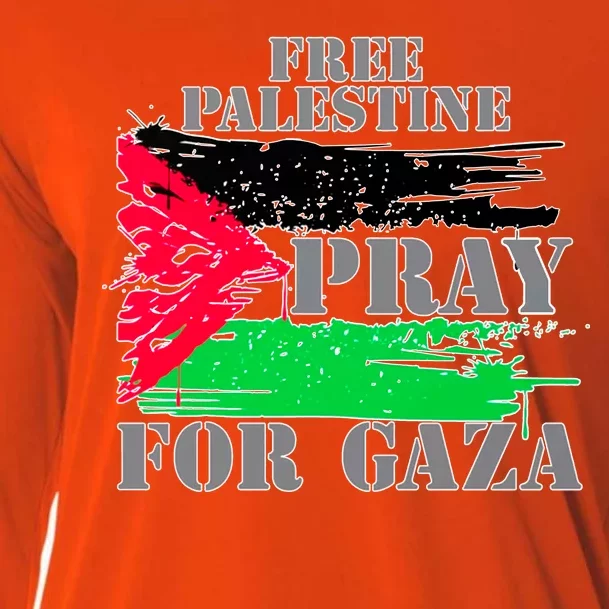 Free Palestine Pray For Gaza Palestinian Flag Cooling Performance Long Sleeve Crew