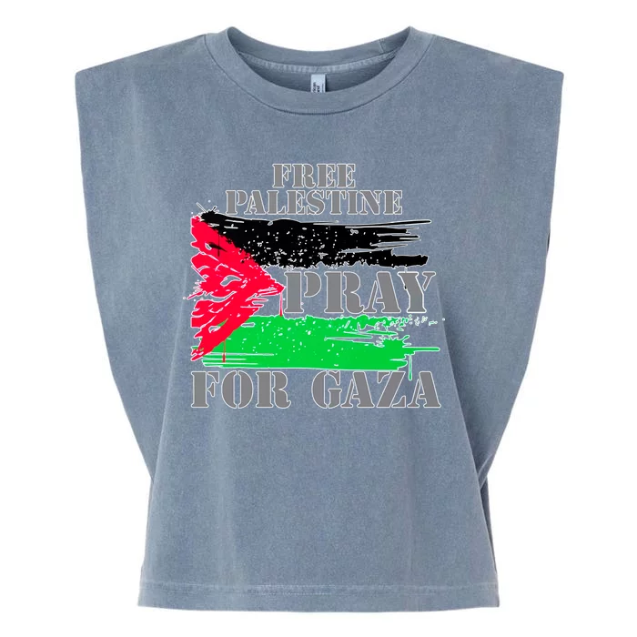 Free Palestine Pray For Gaza Palestinian Flag Garment-Dyed Women's Muscle Tee