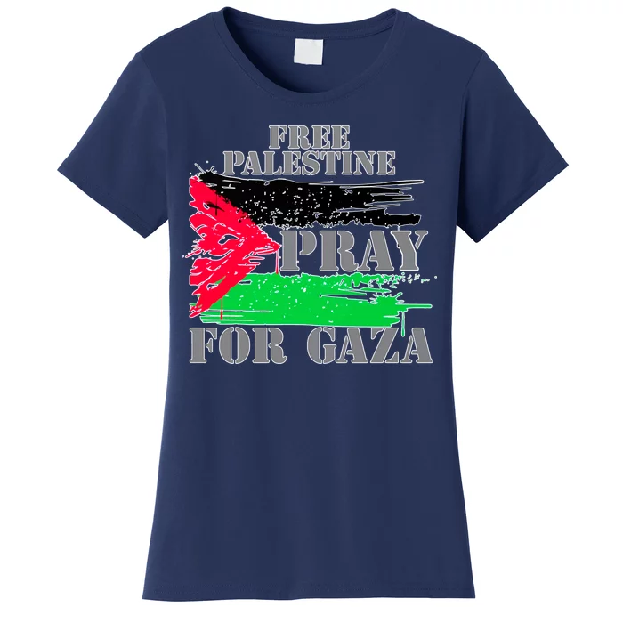 Free Palestine Pray For Gaza Palestinian Flag Women's T-Shirt