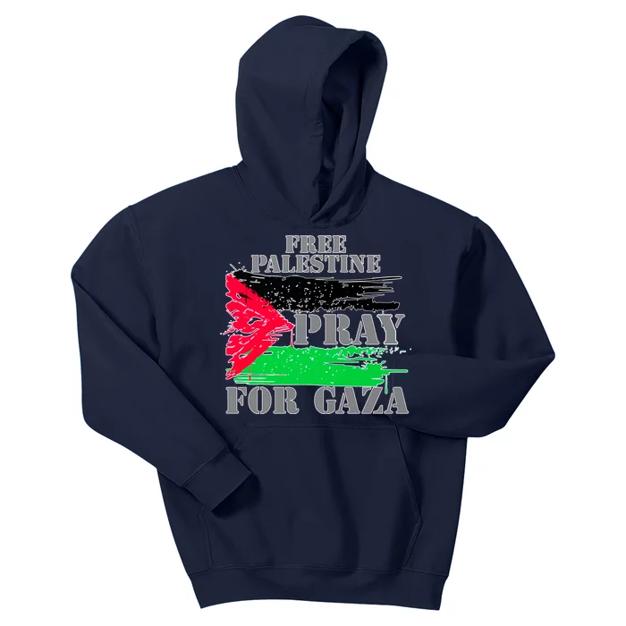 Free Palestine Pray For Gaza Palestinian Flag Kids Hoodie