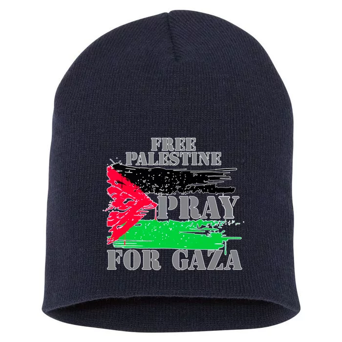 Free Palestine Pray For Gaza Palestinian Flag Short Acrylic Beanie