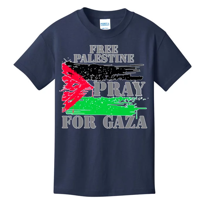 Free Palestine Pray For Gaza Palestinian Flag Kids T-Shirt