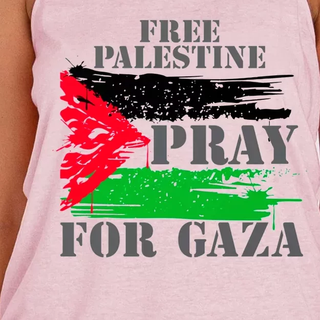 Free Palestine Pray For Gaza Palestinian Flag Women's Knotted Racerback Tank