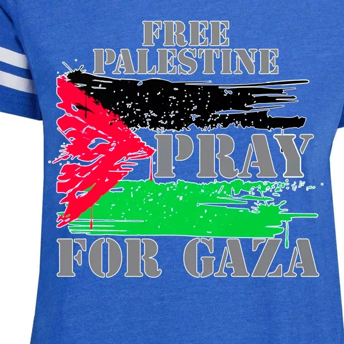 Free Palestine Pray For Gaza Palestinian Flag Enza Ladies Jersey Football T-Shirt