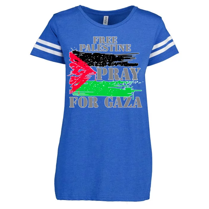 Free Palestine Pray For Gaza Palestinian Flag Enza Ladies Jersey Football T-Shirt