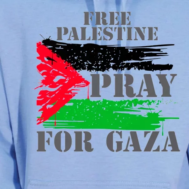 Free Palestine Pray For Gaza Palestinian Flag Unisex Surf Hoodie