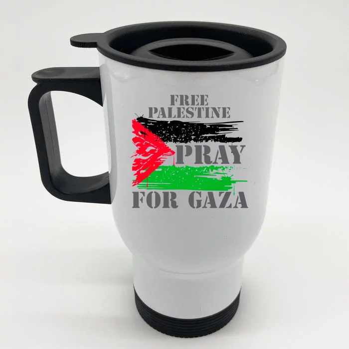 Free Palestine Pray For Gaza Palestinian Flag Front & Back Stainless Steel Travel Mug