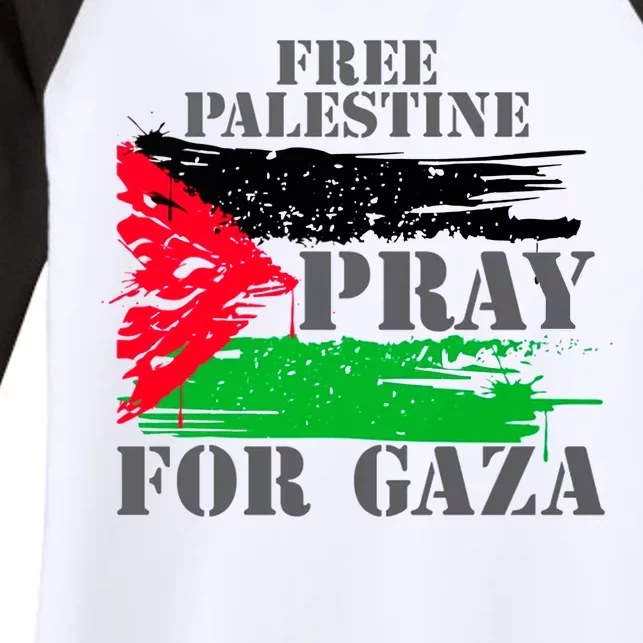 Free Palestine Pray For Gaza Palestinian Flag Women's Tri-Blend 3/4-Sleeve Raglan Shirt