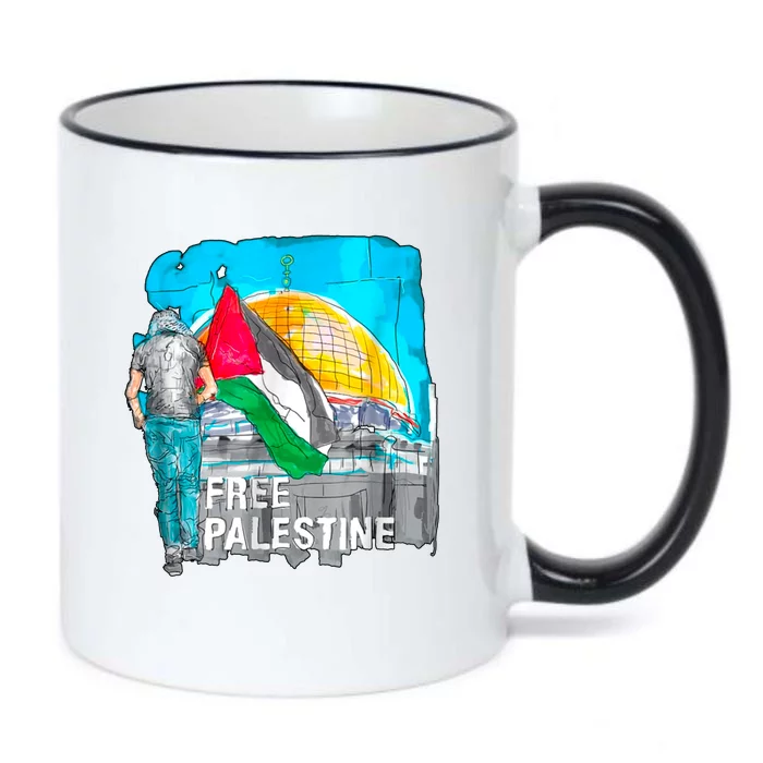 Free Palestine Save Gaza Ilustraion Black Color Changing Mug