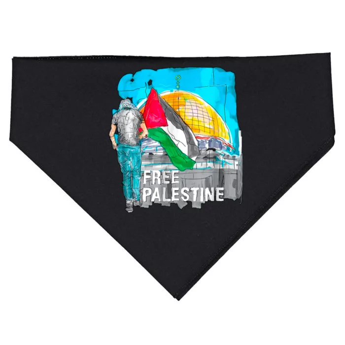 Free Palestine Save Gaza Ilustraion USA-Made Doggie Bandana