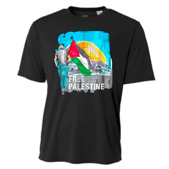 Free Palestine Save Gaza Ilustraion Cooling Performance Crew T-Shirt