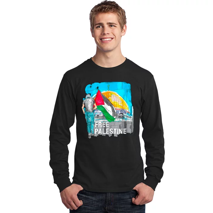 Free Palestine Save Gaza Ilustraion Long Sleeve Shirt