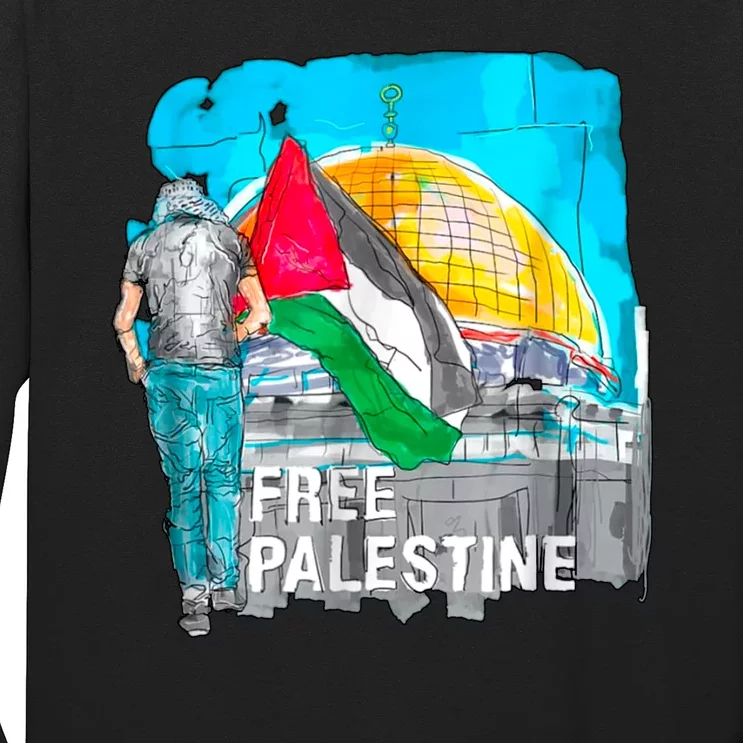 Free Palestine Save Gaza Ilustraion Long Sleeve Shirt