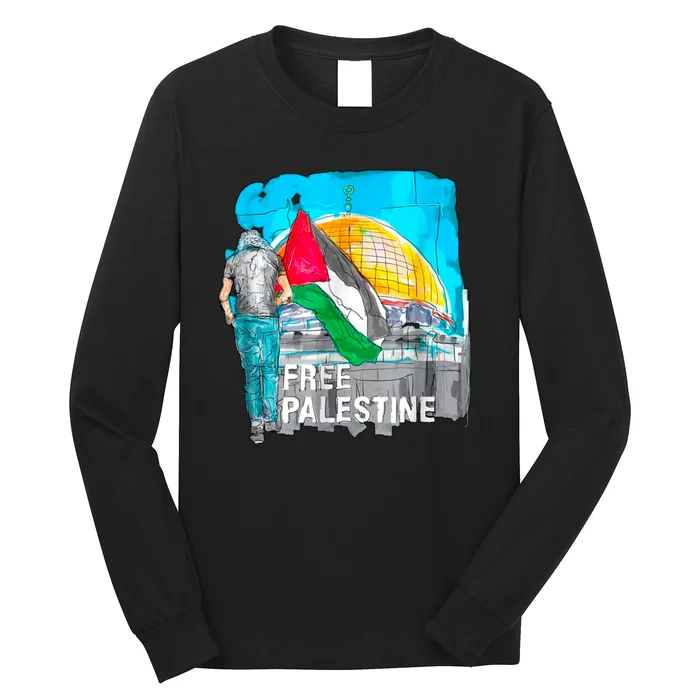 Free Palestine Save Gaza Ilustraion Long Sleeve Shirt