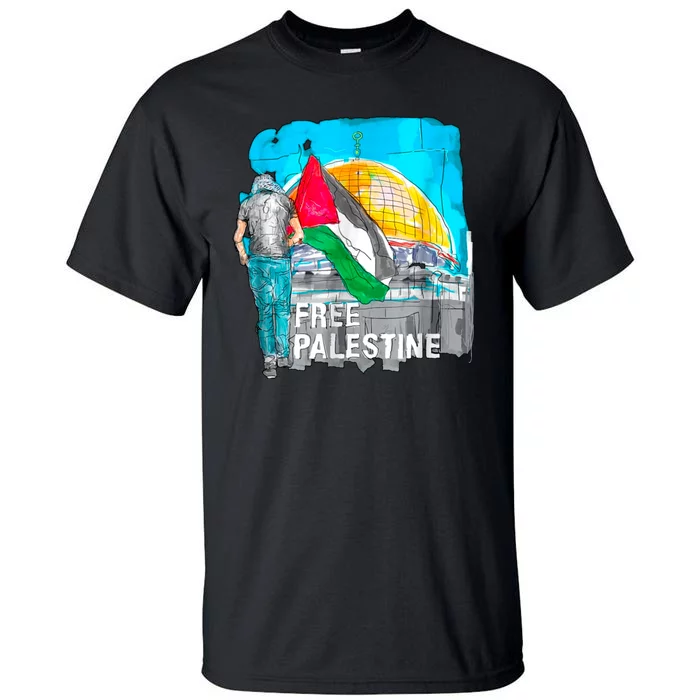 Free Palestine Save Gaza Ilustraion Tall T-Shirt