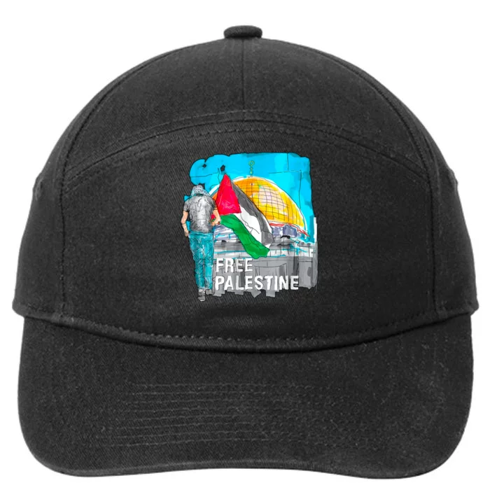 Free Palestine Save Gaza Ilustraion 7-Panel Snapback Hat