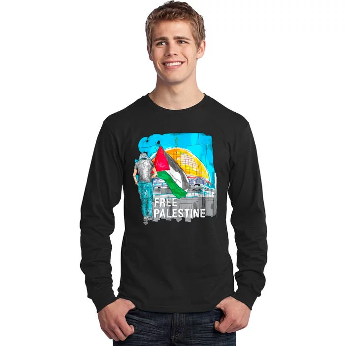 Free Palestine Save Gaza Ilustraion Tall Long Sleeve T-Shirt