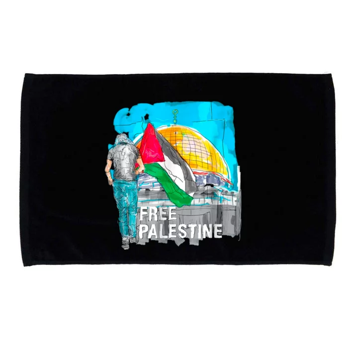 Free Palestine Save Gaza Ilustraion Microfiber Hand Towel