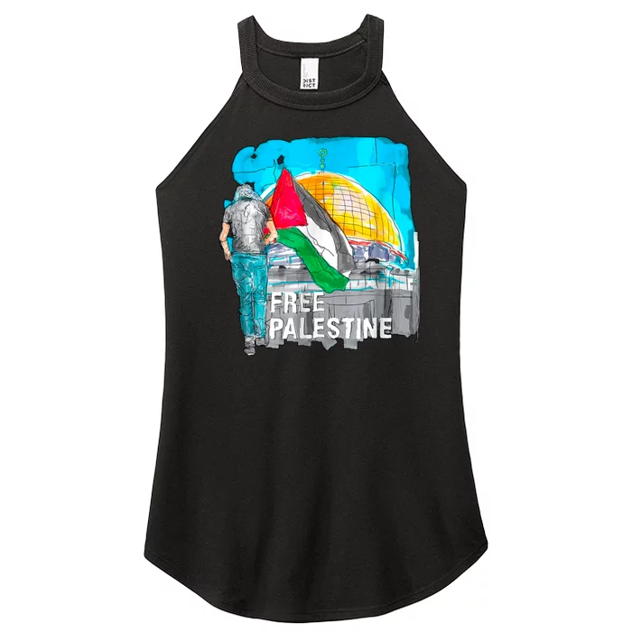 Free Palestine Save Gaza Ilustraion Women’s Perfect Tri Rocker Tank