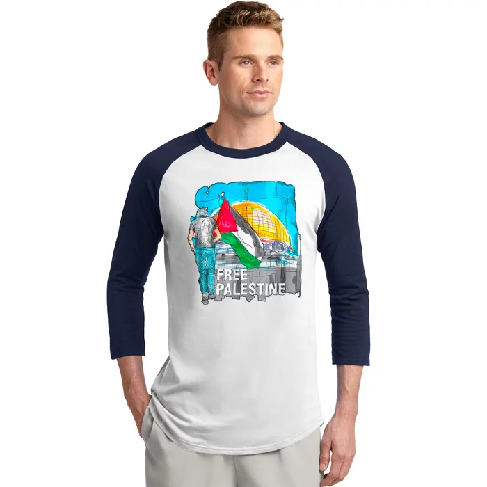 Free Palestine Save Gaza Ilustraion Baseball Sleeve Shirt