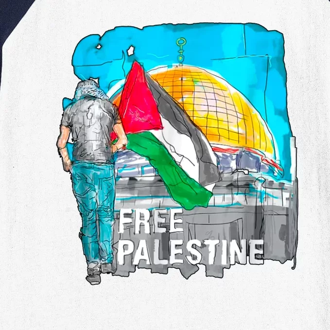 Free Palestine Save Gaza Ilustraion Baseball Sleeve Shirt