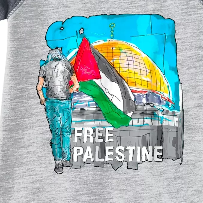 Free Palestine Save Gaza Ilustraion Infant Baby Jersey Bodysuit