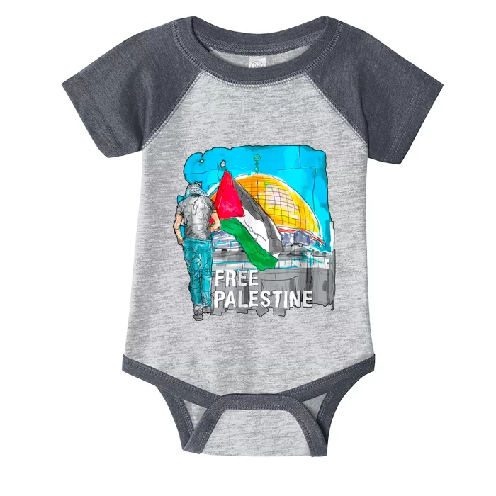 Free Palestine Save Gaza Ilustraion Infant Baby Jersey Bodysuit