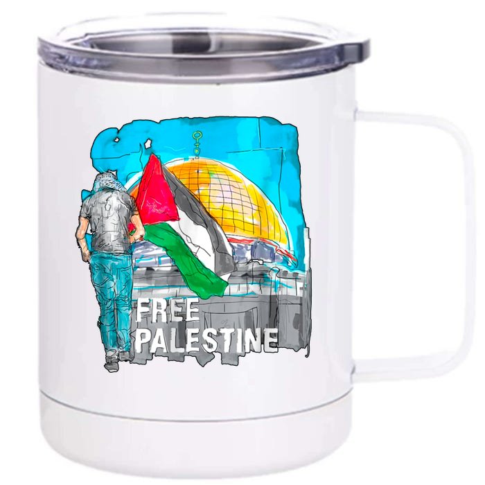 Free Palestine Save Gaza Ilustraion Front & Back 12oz Stainless Steel Tumbler Cup