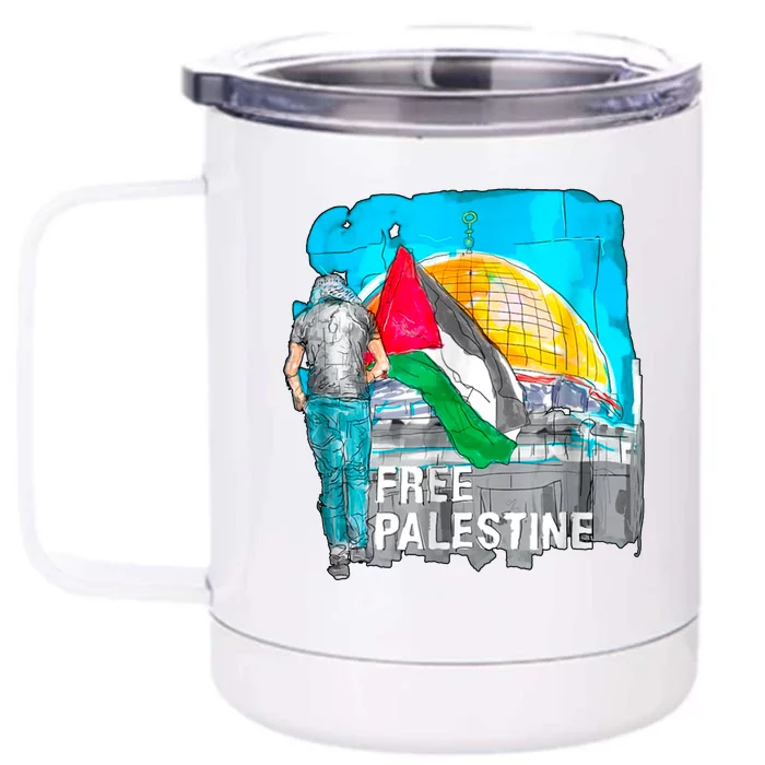 Free Palestine Save Gaza Ilustraion Front & Back 12oz Stainless Steel Tumbler Cup