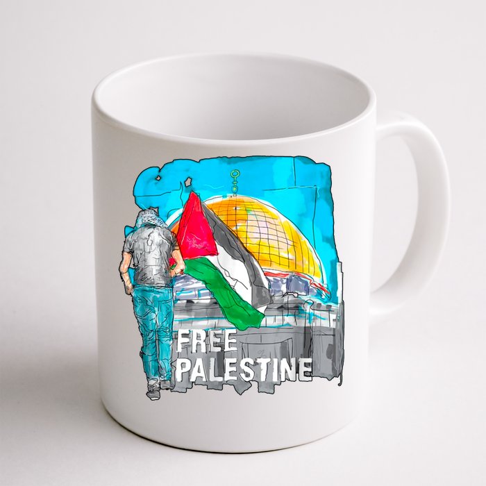 Free Palestine Save Gaza Ilustraion Front & Back Coffee Mug