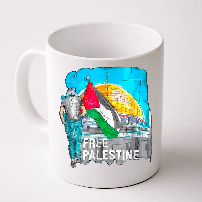 Free Palestine Save Gaza Ilustraion Front & Back Coffee Mug