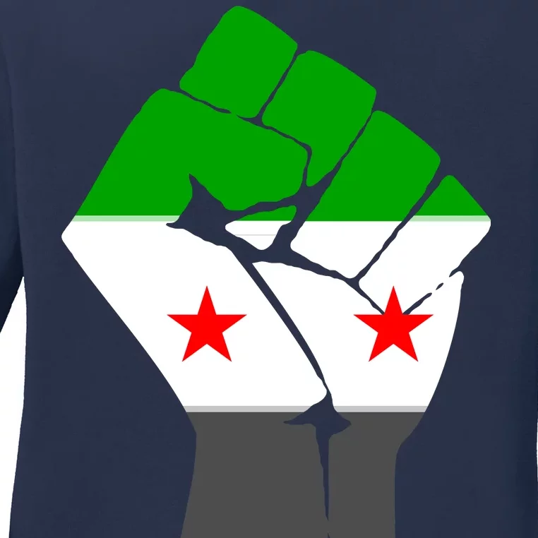 Free Syria Revolution Fist Flag Ladies Long Sleeve Shirt