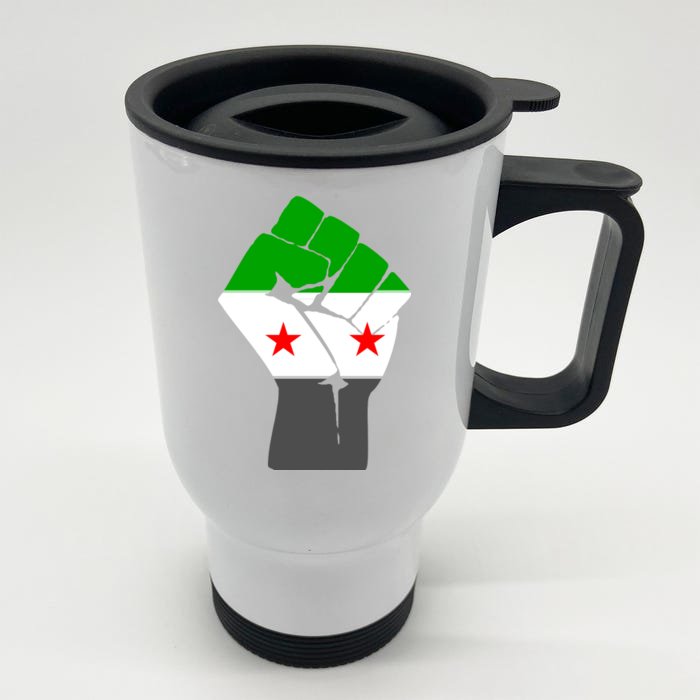 Free Syria Revolution Fist Flag Front & Back Stainless Steel Travel Mug