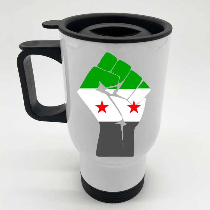 Free Syria Revolution Fist Flag Front & Back Stainless Steel Travel Mug