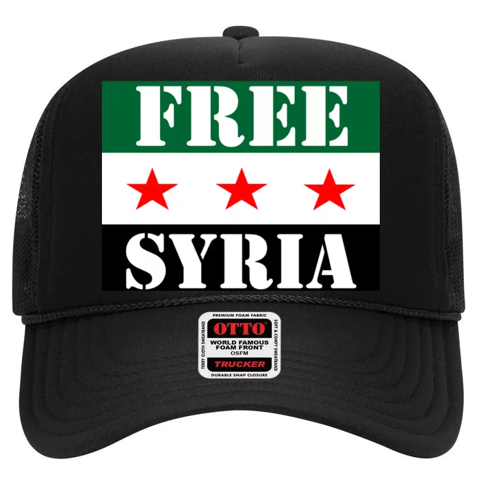 Free Syria Syrian Anti War Protest Strikes High Crown Mesh Trucker Hat