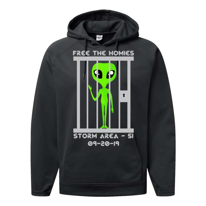 Free The Aliens Storm Area 51 Performance Fleece Hoodie