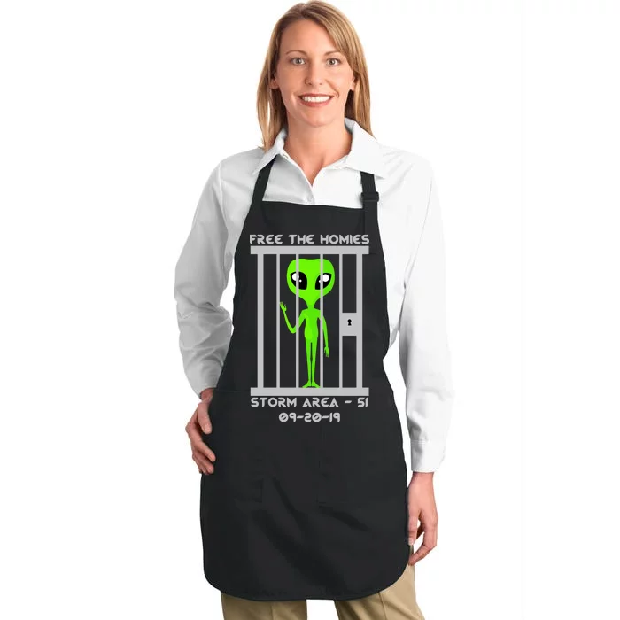 Free The Aliens Storm Area 51 Full-Length Apron With Pocket