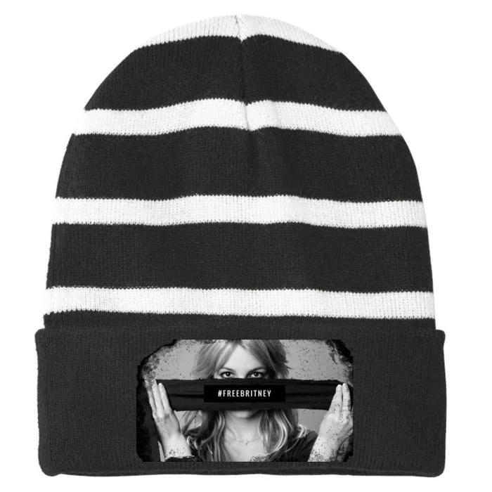 #freebritney Vintage Cover Free Britney Striped Beanie with Solid Band