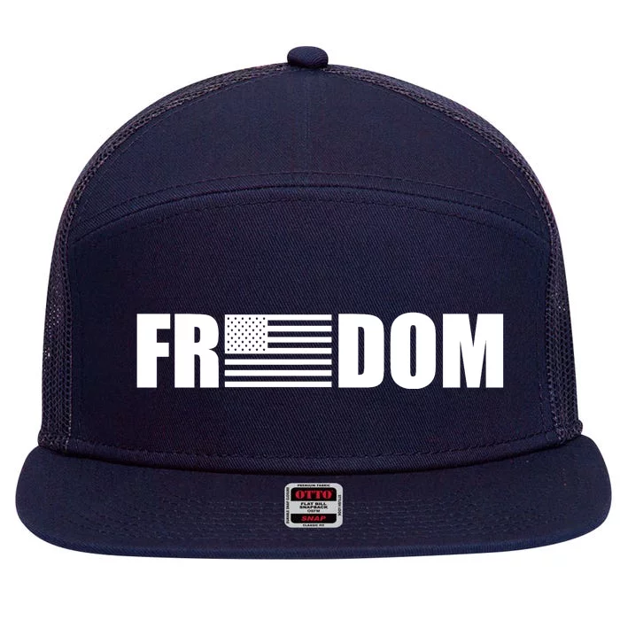 Freedom American Flag 7 Panel Mesh Trucker Snapback Hat