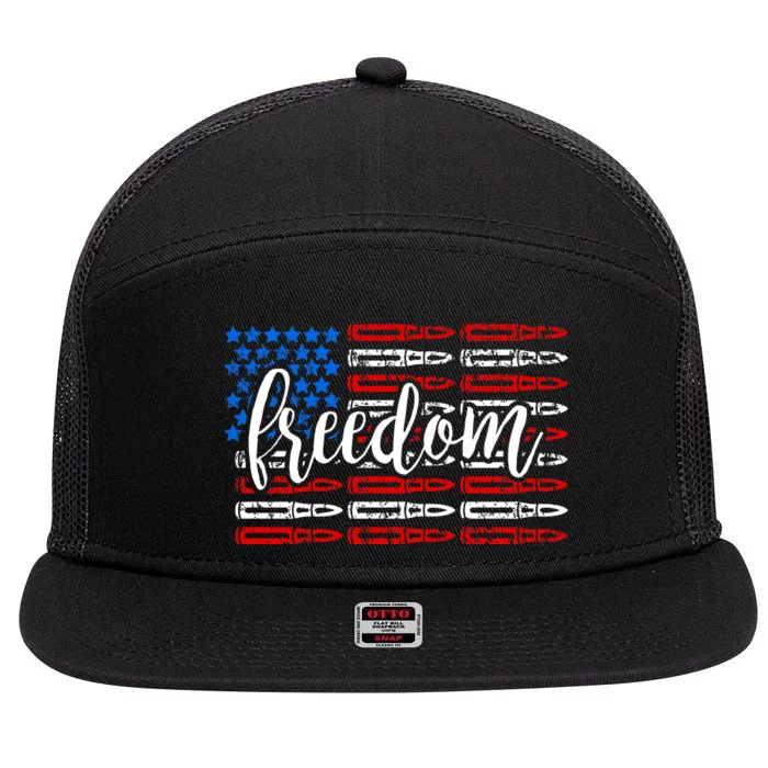 Freedom Bullet USA American Flag 7 Panel Mesh Trucker Snapback Hat