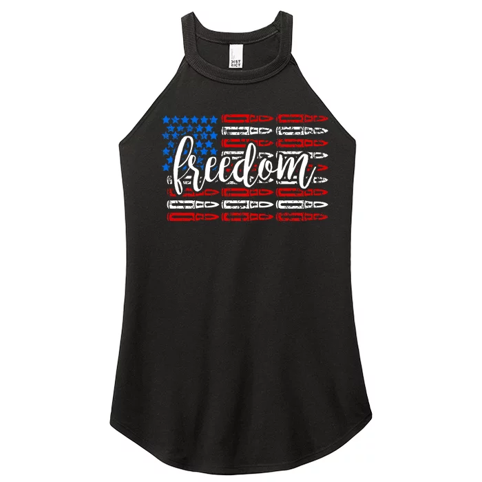 Freedom Bullet USA American Flag Women’s Perfect Tri Rocker Tank