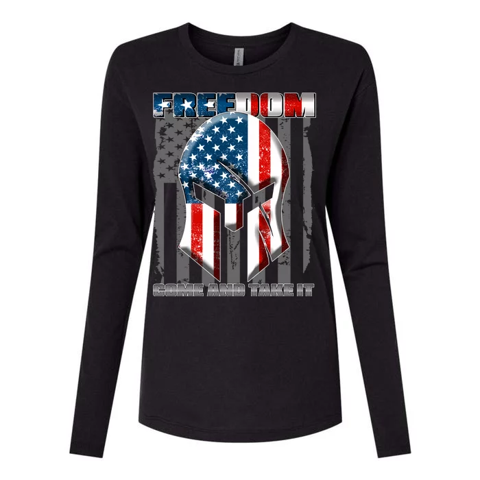 Freedom Come And Take It Gladiator US Flag Womens Cotton Relaxed Long Sleeve T-Shirt