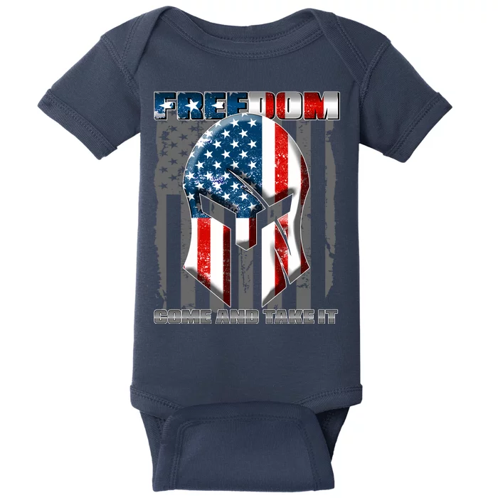 Freedom Come And Take It Gladiator US Flag Baby Bodysuit