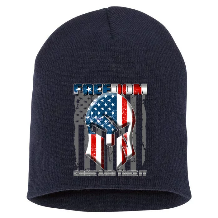 Freedom Come And Take It Gladiator US Flag Short Acrylic Beanie